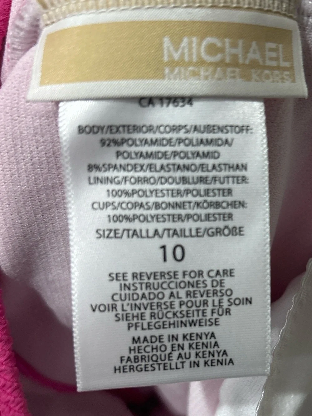 NWT Michael Kors One Shoulder Cutout One Piece Swimsuit Pink Size 10